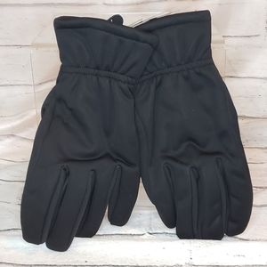 Thinsulate Isolant Phenix black knit gloves with leather palms.
